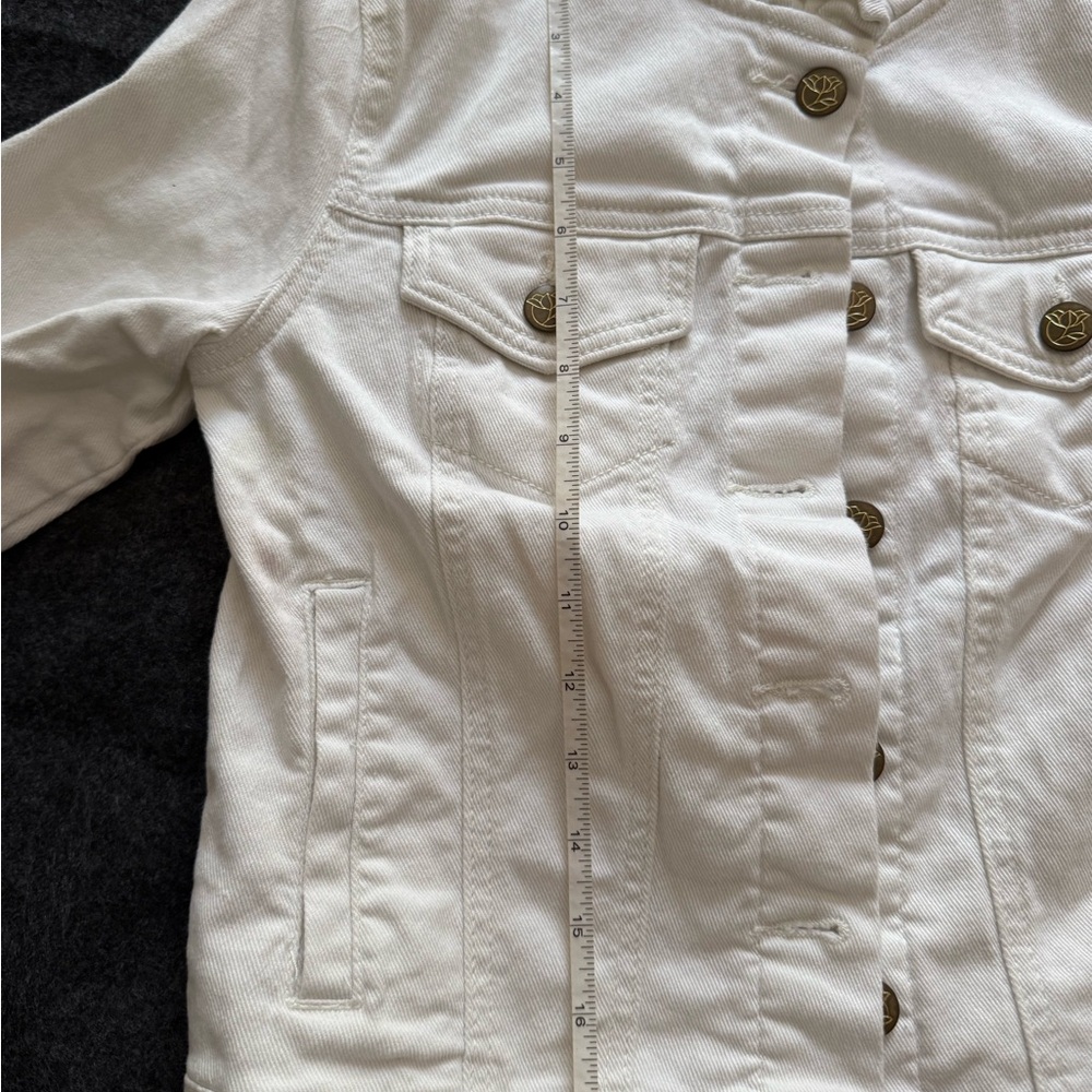 Draper James White Ruffle Collar Denim Jacket size S - Picture 4 of 6